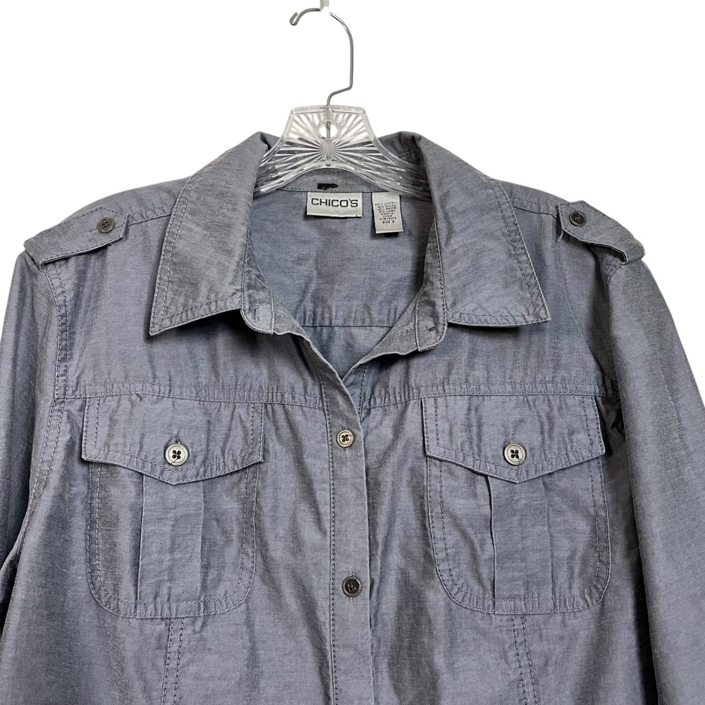 Chicos Gray Utility Button Down Shirt Jacket Shac… - image 5
